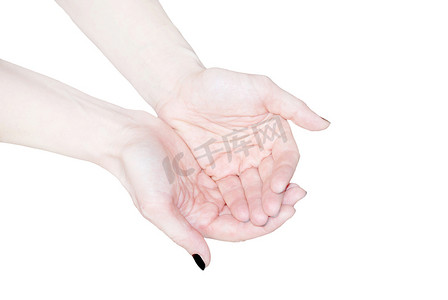 空开女人的手被白色隔离