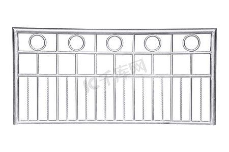 在白色隔绝的不锈钢栏杆。