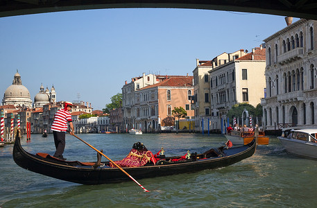 Gondola Under Bridge Grand Canal 教堂 倒影 Poles 威尼斯