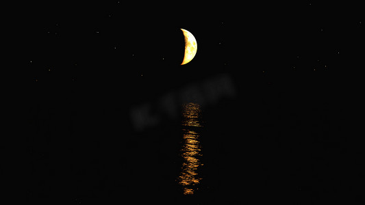 大海月亮摄影照片_月亮水