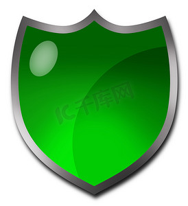 绿色盾牌摄影照片_绿色徽章或冠形按钮