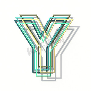 三色线条字体 Letter Y 3D