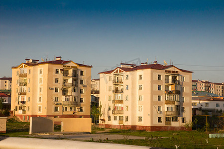 哈萨克斯坦建筑摄影照片_哈萨克斯坦的新微区。
