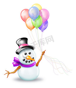 生日气球雪人