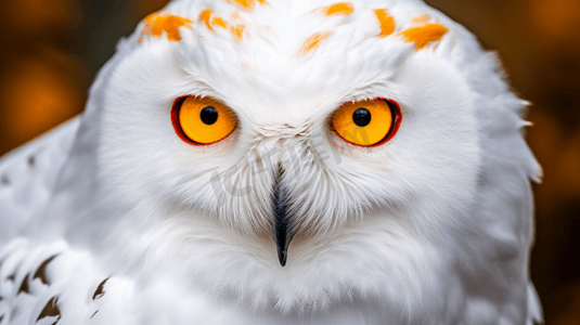 一只橙色眼睛的白色猫头鹰