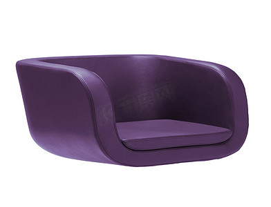 孤立在白色的深紫色扶手椅