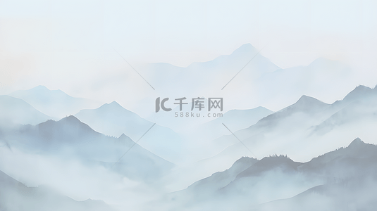 简约山水淡色水彩背景