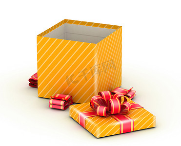 礼物盒图标摄影照片_打开金礼物盒