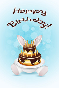 卡通蜡烛蛋糕摄影照片_蛋糕生日快乐卡