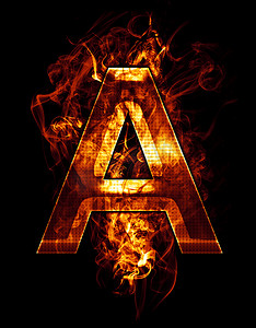 效果火焰摄影照片_a, b 上带有镀铬效果和红火的字母插图
