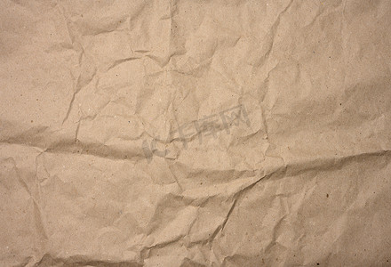 皱巴巴的空白棕色包装牛皮纸，设计师的复古质感