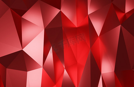 抽象几何图案背景多边形红色三角形 3d 渲染