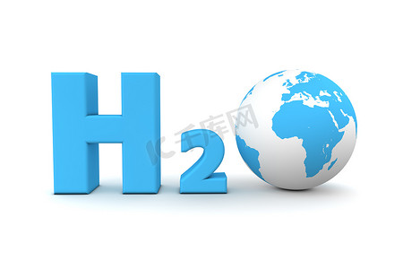 全球氧化氢H2O-蓝色