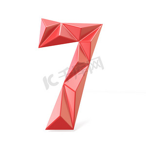 红色现代三角字体数字七 7 3D