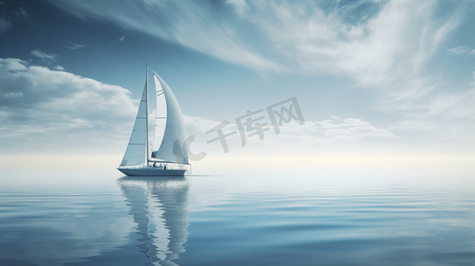 海上狂风摄影照片_白天海上的白色帆船