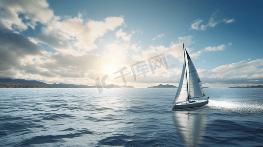 帆船大海摄影照片_白天海上的白色帆船