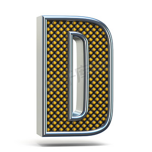 铬金属橙色点缀字体 Letter D 3D