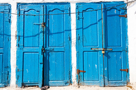 索维拉渔场渔库蓝色质朴的旧门