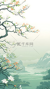 中国画背景图片_国画花朵边框背景