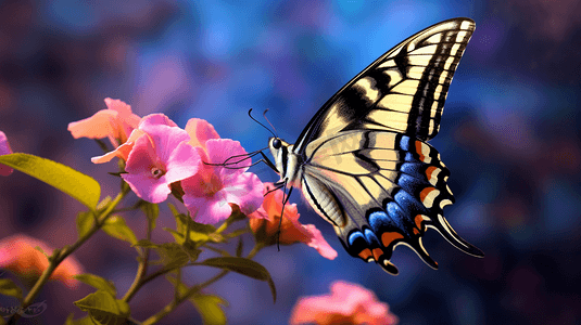 蝴蝶摄影摄影照片_一只花上的蝴蝶