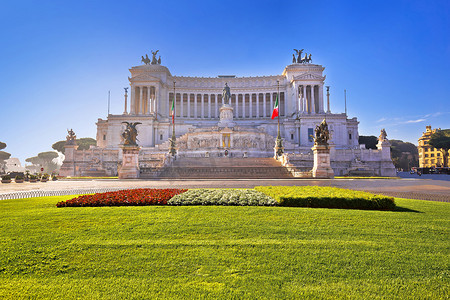 威尼斯广场在罗马 Altare della Patria 视图