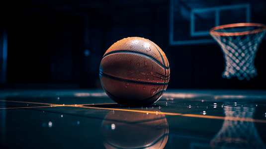 篮筐上的球篮球特写