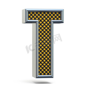 铬金属橙色点缀字体 Letter T 3D