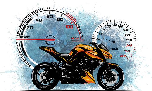 插图 Sport superbike motorcycle with instruments