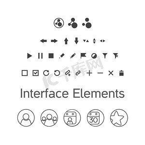 向量集的界面元素，ui 工具包图标