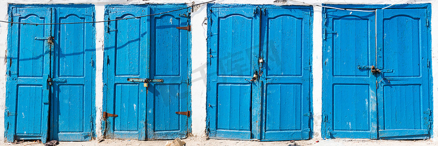 索维拉渔场渔库蓝色质朴的旧门