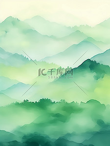 烟青山纹简约水彩背景纹理