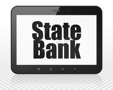 货币概念： Tablet Pc 计算机与国家银行展出