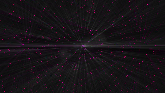 黑暗空间中的许多明亮光线，抽象计算机生成的背景，3D 渲染