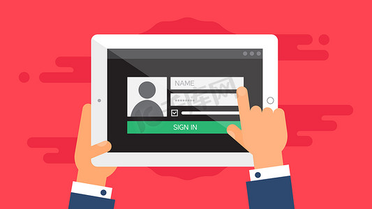 平板电脑登录表单的 Web 模板