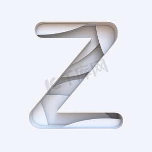 白色抽象图层字体 Letter Z 3D