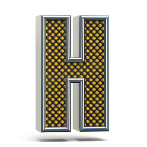 铬金属橙色点缀字体 Letter H 3D