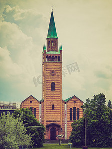 修马摄影照片_复古外观柏林马特乌斯教堂