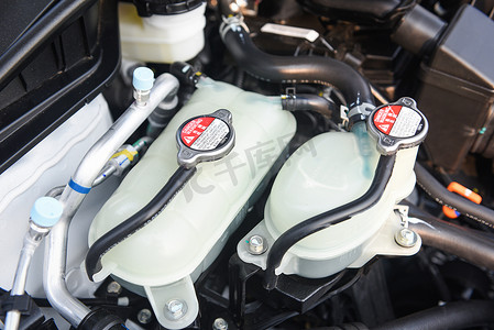 冷却液汽车发动机细节 — 机器新发动机马达的特写