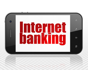 货币概念：有网上银行的智能手机在显示