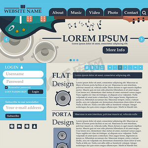 复古风格的蓝色和米色网页设计元素。