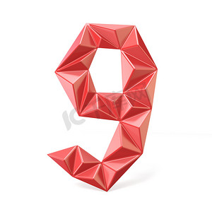 红色现代三角字体数字 NINE 9 3D