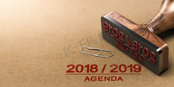 2018红色摄影照片_议程或规划 2018 2019 在再生纸背景