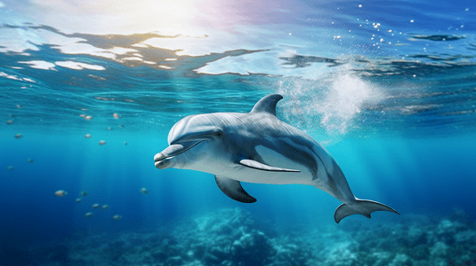 一只在水中游泳的海豚