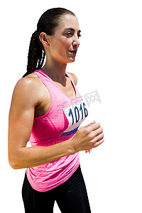 女人跑步的侧面图