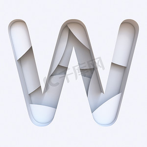 白色抽象图层字体 Letter W 3D