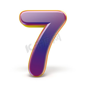 数字七 7 紫色字体黄色概述 3D