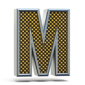 铬金属橙色点缀字体 Letter M 3D