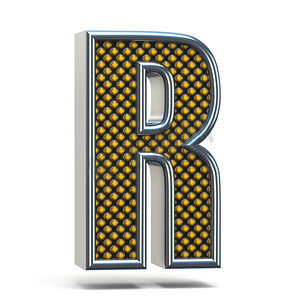铬金属橙色点缀字体 Letter R 3D