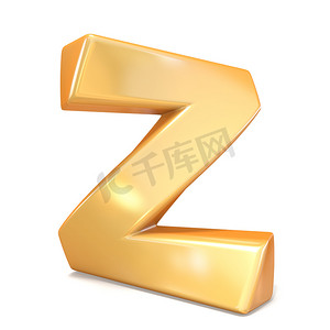 橙色扭曲字体大写字母 Z 3D