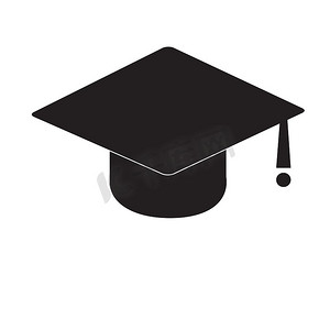 白色背景上的毕业帽图标。